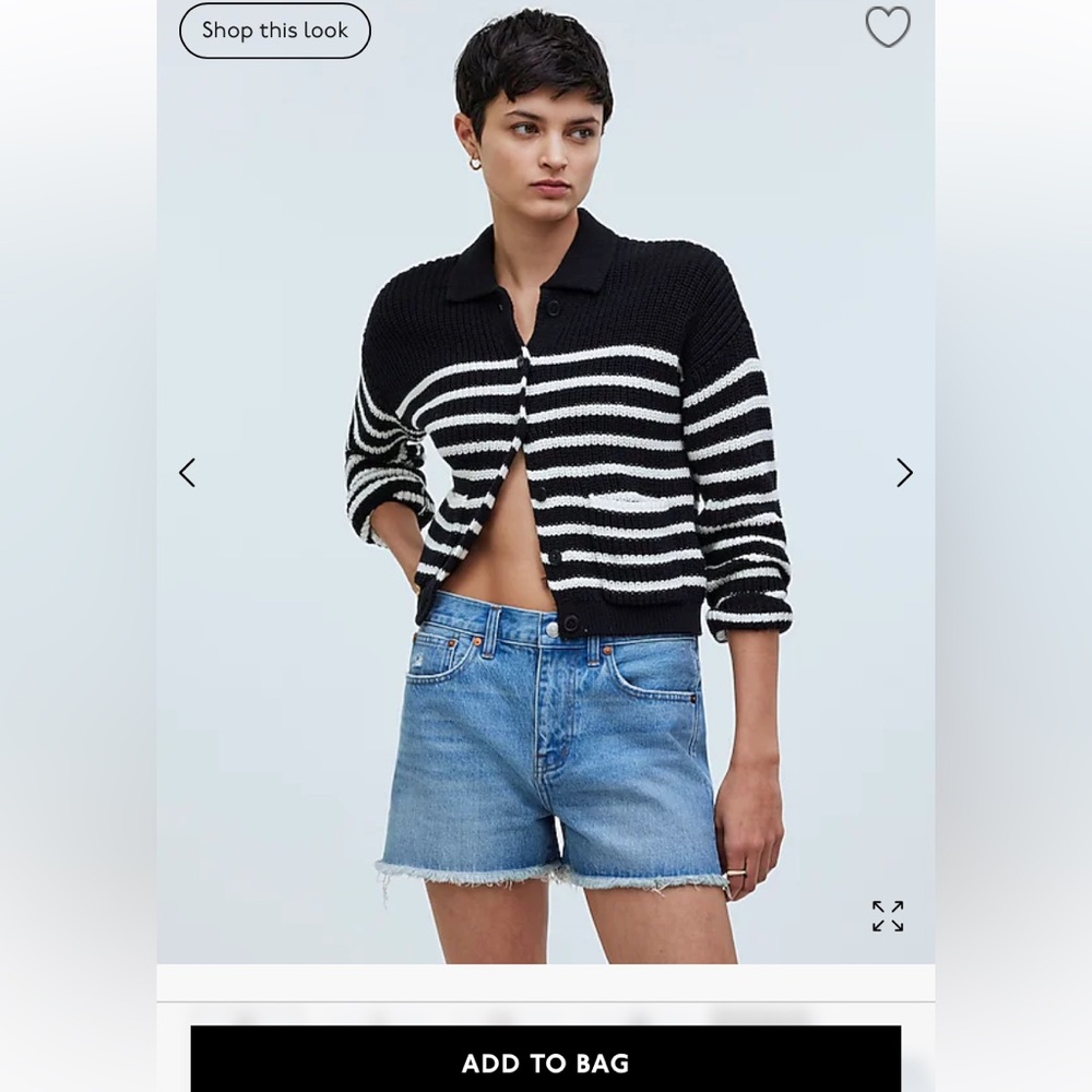NWT Madewell Relaxed Mid Length Denim Shorts size 24